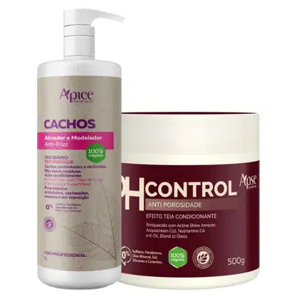 Imagem do produto Kit Apse Cachos Anti Porosidade Creme Pentear Ativador De Cachos 1L + Mascara Ph Control 500g