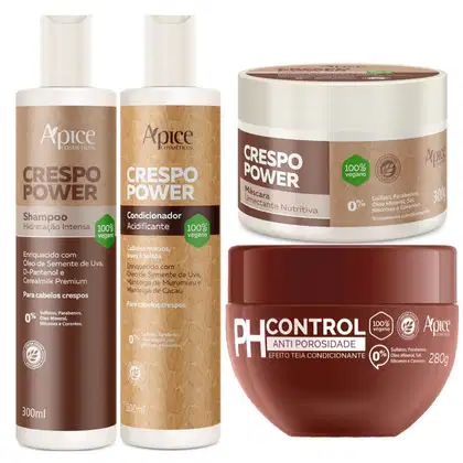 Imagem do produto Kit Crespo Power Apse Anti Porosidade Capilar 4 Itens Completo Nutrição C/ Mascara Ph Control 280g	