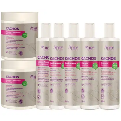Imagem do produto Kit Apice Cachos 2 Shampoo + 2 Condicionador + Gelatina + 2 Ativador Cachos Profissional Completo