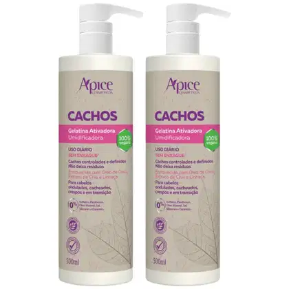 Imagem do produto Kit 2 Gelatina Apse Apice Ativadora De Cachos Umidificadora Cabelos Cacheados Profissional 500ml