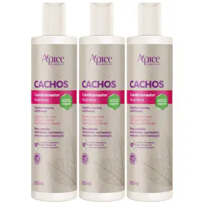Imagem do produto Kit 3 Condicionador Nutritivo Cachos Apse Apice Vegano Cabelo Sem Sulfato 300ml
