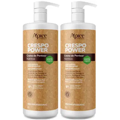 Imagem do produto Kit 2 Creme De Pentear Nutritivo Apse Apice Crespo Power Vegano Profissional Uso Diario 1L	