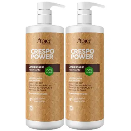Imagem do produto Kit 2 Condicionador Crespo Power Apice Apse Hidratação Cabelo Profissional Limpeza Suave Vegano 1L	
