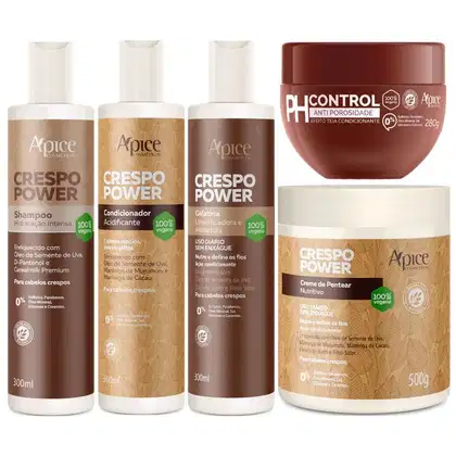 Imagem do produto Kit Apse Crespo Power Anti Porosidade Tratamento Capilar Completo 5 Produtos Ph Control Vegano	
