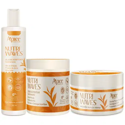 Imagem do produto Kit Apice Nutri Waves Mascara + Creme De Pentear + Gelatina Acidificante Tratamento Vegano Completo