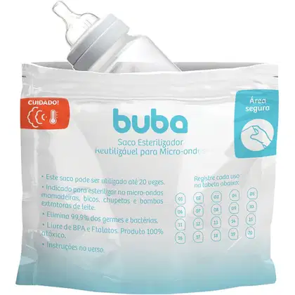 Imagem do produto Saco Esterilizador Reutilizável para Microondas 6 unidades Esterilizar Bico Mamadeira Chupetas