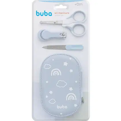 Imagem do produto Kit Manicure Infantil com Estojo Buba com Tesoura Lixa e Cortador de unha Cor:Azul