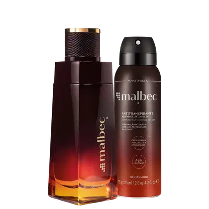 Imagem do produto Conjunto Malbec X o Boticário Masculino - Desodorante Colônia 100ml + Desodorante Antitranspirante 125ml