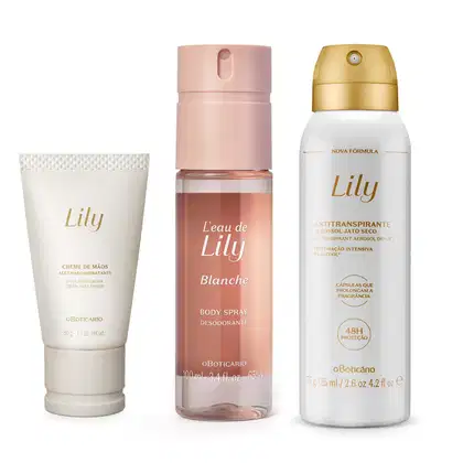 Imagem do produto Combo Lily: Body Spray 100ml + Creme Para as Mãos 50g + Desodorante Antitranspirante 75g