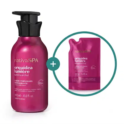 Imagem do produto Kit Nativa SPA Orquidea Lumière o Boticário - Creme Perfumado Desodorante 400ml + Refil 350ml