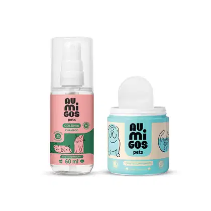 Imagem do produto Combo Au.Migos Pet: Dedal Dental + Colônia Pet Au.Migos Chamego 60ml