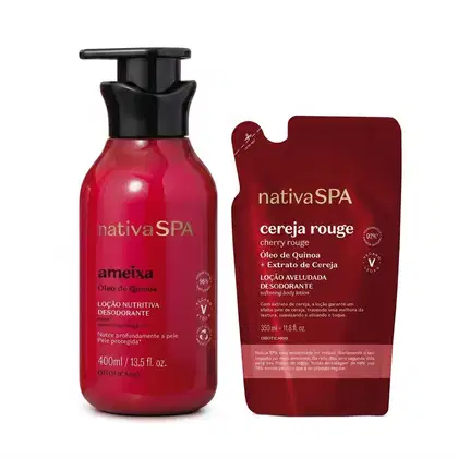 Imagem do produto Combo Nativa SPA Ameixa e Cereja Rouge: Loção Hidratante Corporal 400ml + Refil Loção Aveludada Corporal 350ml