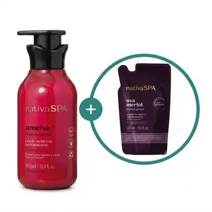 Imagem do produto Combo Nativa SPA Ameixa e Uva Merlot: Loção Hidratante Corporal 400ml + Refil Loção Nutritiva Corporal 350ml