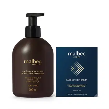 Imagem do produto Combo Malbec: Loção Corporal Pure Gold 200ml + Sabonetes em Barra 4x80g