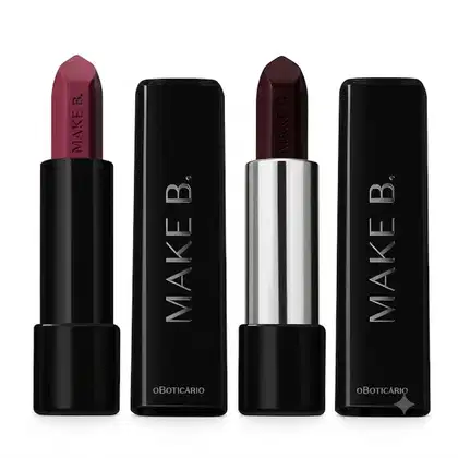 Imagem do produto Combo Make B.: Batom Mate Violeta Violet 4g + Batom Cremoso Vinho Fashion Berry 3,6g