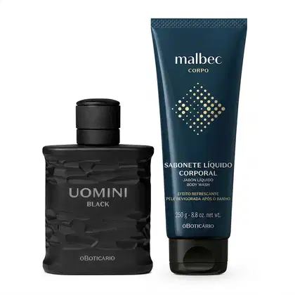Imagem do produto Combo Uomini Black Desodorante Colônia 100ml + Sabonete Líquido Corporal Malbec 250g