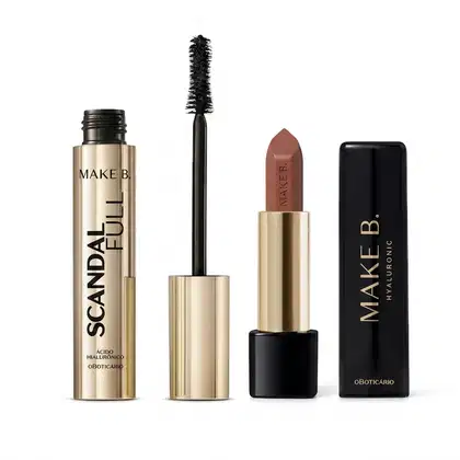 Imagem do produto Combo Máscara de Cílios Make B. Scandal Full 10g + Batom Cremoso Make B. Hyaluronic Marrom Nude Chic 4g