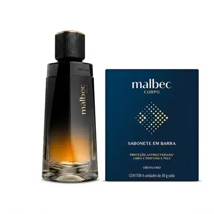 Imagem do produto Combo Malbec: Malbec Gold Desodorante Colônia 100ml + Sabonetes Em Barra 4x80g