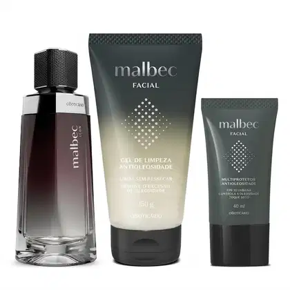 Imagem do produto Combo Malbec Icon 100ml + Gel de Limpeza Malbec Facial 150g + Multiprotetor FPS30 40ml