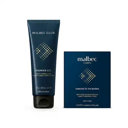 Imagem do produto Combo Malbec: Shower Gel Cabelo e Corpo 250g + Sabonetes em Barra 4x80g