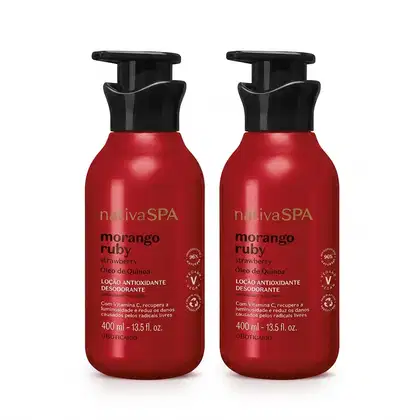 Imagem do produto Combo Nativa SPA Morango Ruby: Loção Antioxidante Desodorante Corporal 2x400ml