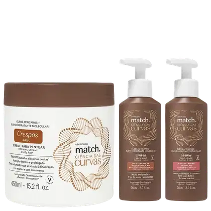 Imagem do produto Combo Match Ciência das Curvas: Creme Para Pentear 450ml + Booster Capilar Nutrição 90ml + Booster Capilar Reconstrução 90ml