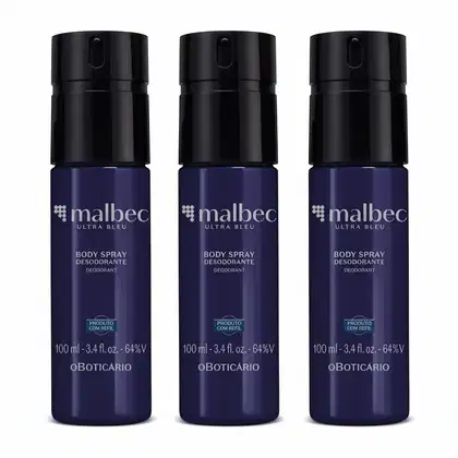 Imagem do produto Combo Malbec Ultra Bleu Body Spray Desodorante 100ml (3 unidades)