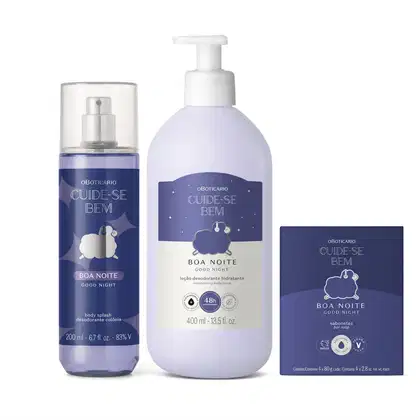 Imagem do produto Combo Cuide-se Bem Boa Noite: Loção Hidratante 400ml + Body Splash 200ml + Sabonetes em Barra 4x80g