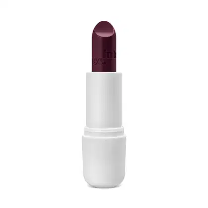 Batom cremoso na cor malva 540 da marca Intense, em embalagem toda branca com letras pretas na tampa.