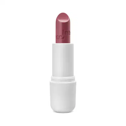 Batom cremoso na cor rosa 250 da marca Intense, em embalagem toda branca com letras pretas na tampa.
