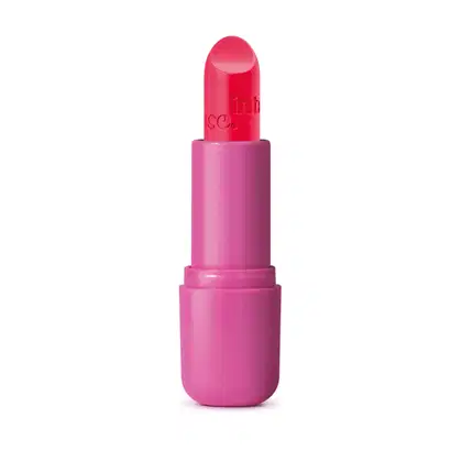 Batom do Arraso Eu Sou Mais  Eu na cor rosa da marca Intense em embalagem na cor roxa.
