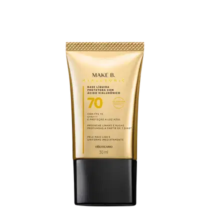 Imagem do produto Make B. o Boticário Hyaluronic FPS 70 cor 20  - Base Líquida Protetora 30ml