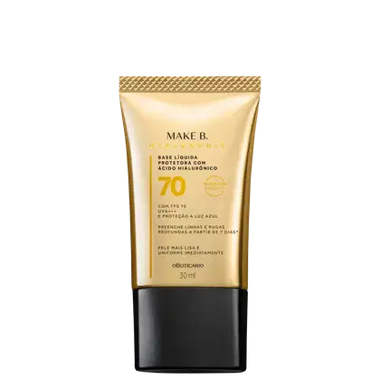 Imagem do produto Base Líquida Protetora Com Ácido Hialurônico FPS 70 Make B. Hyaluronic cor 60 30ml
