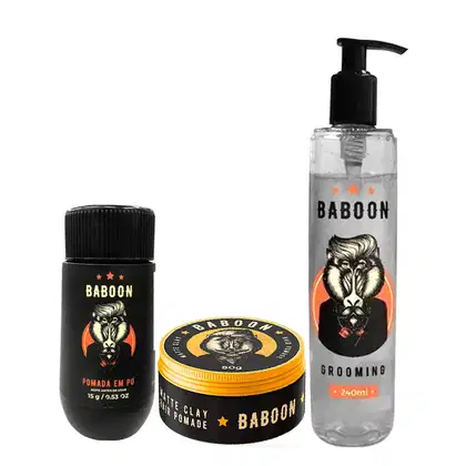 Imagem do produto Kit Baboon Pomada Modeladora Matte Clay + Pomada Modeladora Em Pó + Grooming Modelador
