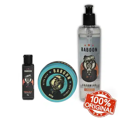 Imagem do produto Kit Baboon Pomada Modeladora Ultra Hold 80g + Pomada Modeladora Em Pó 15g + Grooming Modelador 240mL