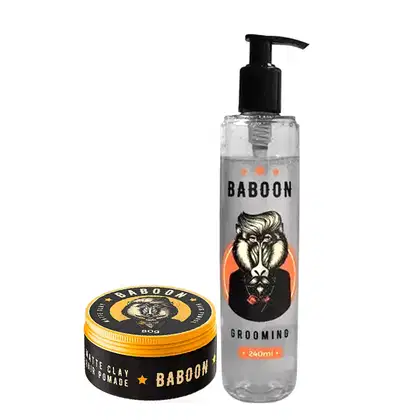 Imagem do produto Kit Baboon Pomada Modeladora Matte Clay 80g + Grooming Modelador de Cabelo 240mL