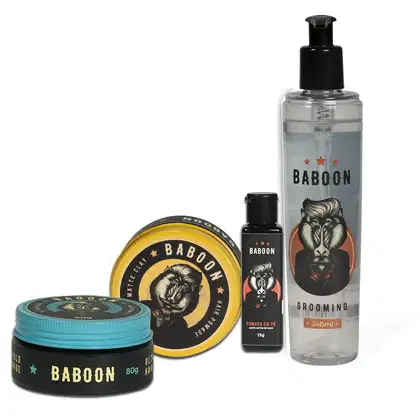 Imagem do produto Kit Baboon Especial Pomada Matte Clay + Pomada Ultra Hold + Pomada Em Pó + Grooming Modelador