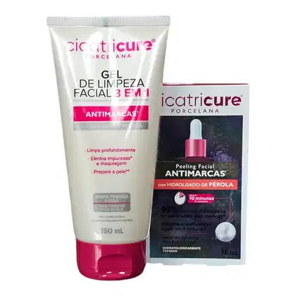 Imagem do produto Kit Cicatricure Porcelana Antimarcas Gel de Limpeza 150ml + Sérum Peeling 30ml
