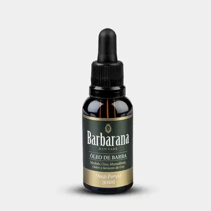 Óleo de barba da marca Barbarana, com 30ml de volume.