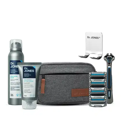 Kit Dr. Jones The Razor 4 Clássico + Suporte, 6 produtos.