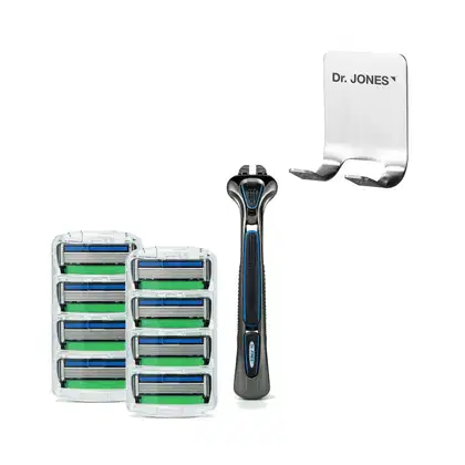 Imagem do produto Combo Barba The Razor 6: Cabo + Kit Recargas (8 unidades) + Suporte