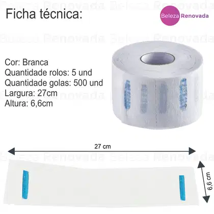 Imagem do produto Kit 500 Gola Higiênica Barbearia Protetor P/ Pescoço 5 Rolos