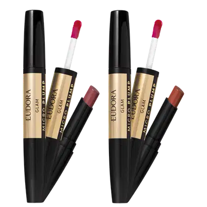 Imagem do produto Kit Eudora Glam Micro Plump Batom Malva Essencial + Terracota Retrô (2 Produtos)