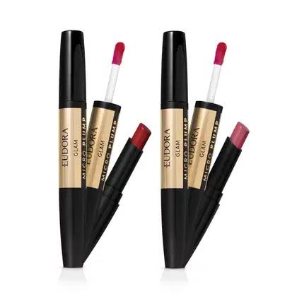 Imagem do produto Combo Batom Glam Micro Plump: Rosado Nobre 1,8g + Vermelho Único 1,8