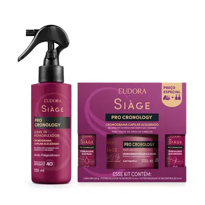 Imagem do produto Combo Siàge Pro Cronology: Kit Cronograma Capilar Acelerado + Leave In Memorizador 100ml