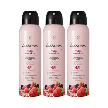 Imagem do produto Combo Desodorante Antitranspirante Aerossol Instance Frutas Vermelhas 3x90g/150ml