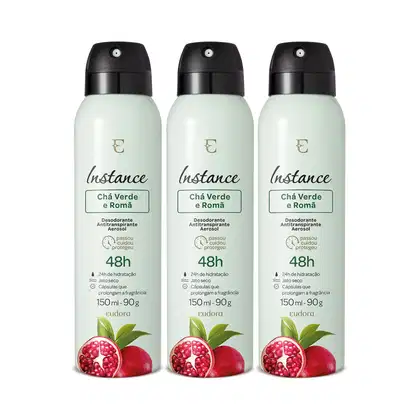 Imagem do produto Combo Instance Chá Verde e Romã: Desodorante Antitranspirante Aerossol 3x150ml/90g