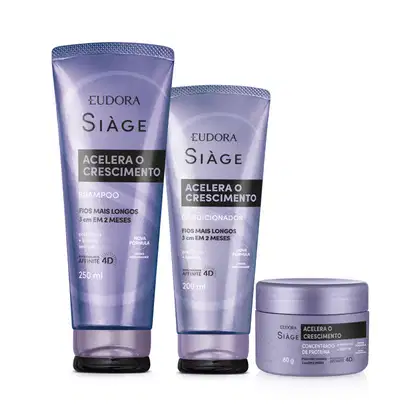 Imagem do produto Combo Siàge Acelera O Crescimento: Shampoo 250ml + Condicionador 200ml + Creme Concentrado 80g