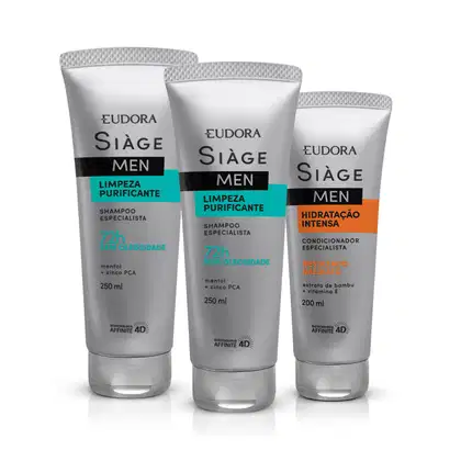 Imagem do produto Kit Eudora Siàge Men Limpeza Purificante + Hidratação Intensa (3 Produtos)