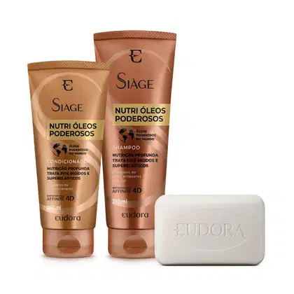Imagem do produto Combo Eudora: Shampoo Nutri Óleos Poderosos 250ml + Condicionador Nutri Óleos Poderosos 200ml + Sabonete em Barra Antiacne Neo Dermo 80g
